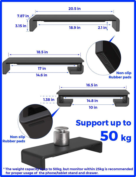 MONO Desktop Monitor Stand with Built in Storage and Phone Stand